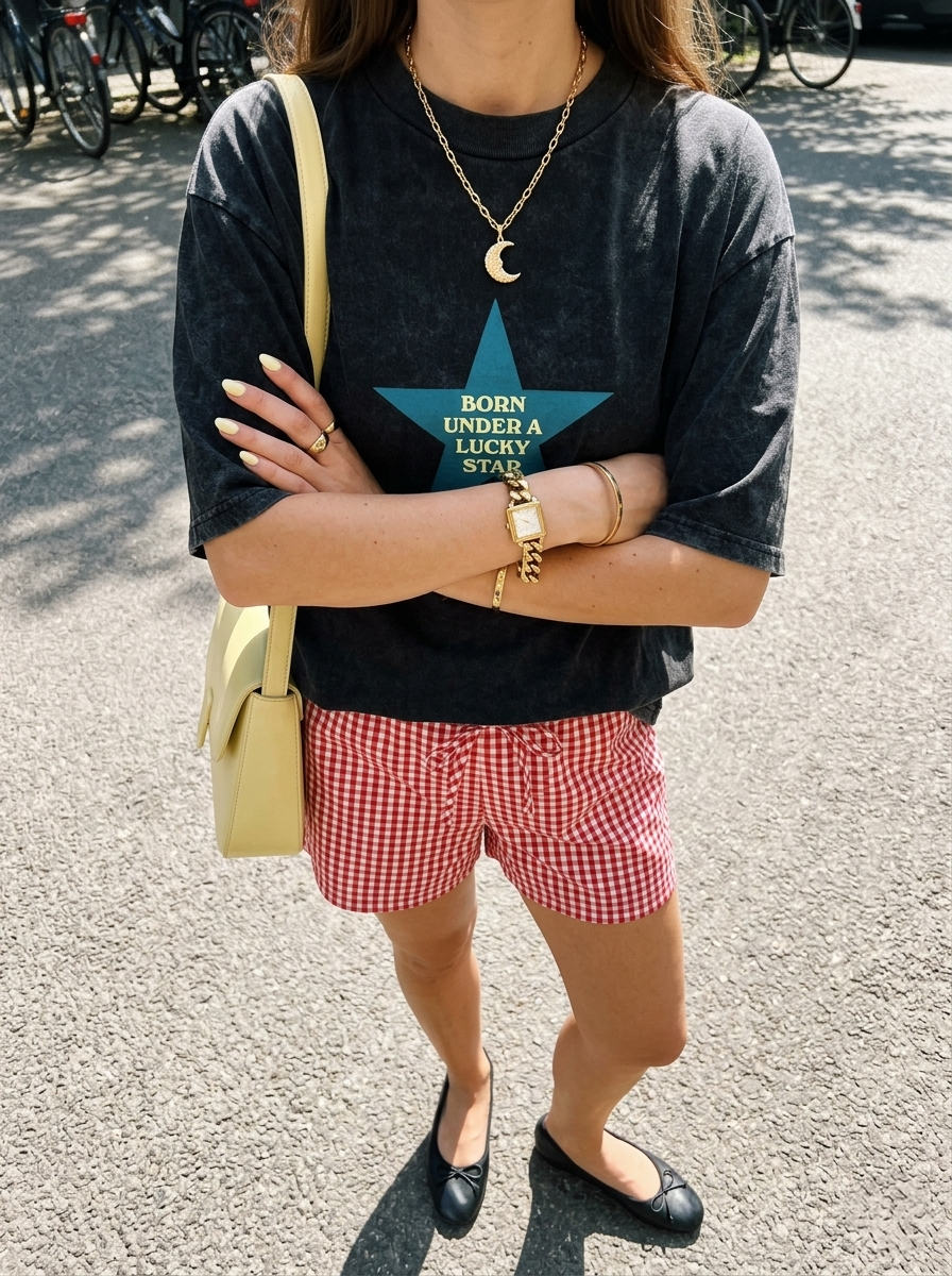 TEAL STAR WASHED OVERSIZED TEE